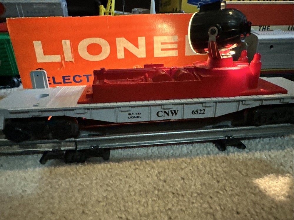 MPC ERA LIONEL O GAUGE No.6522 OPERATING SEARCHLIGHT CAR CHICAGO & NORTHWESTERN