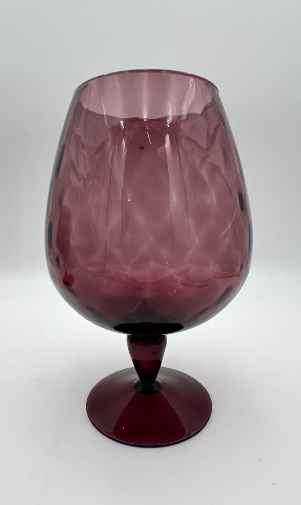 Empoli Brandy Snifter Amethyst Purple OPTIC Italy Art Glass Vase Vintage 9” MCM