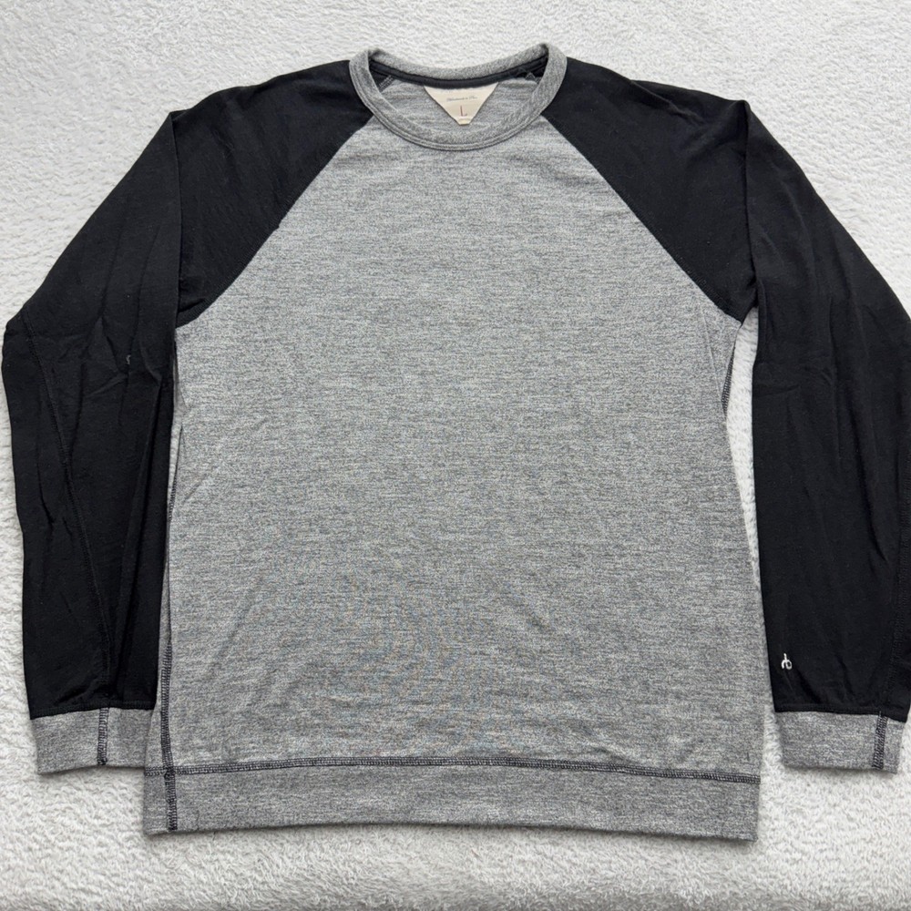 Rag & Bone Mens Raglan Long Sleeve T-Shirt Grey Black Colorblock Size L Peru
