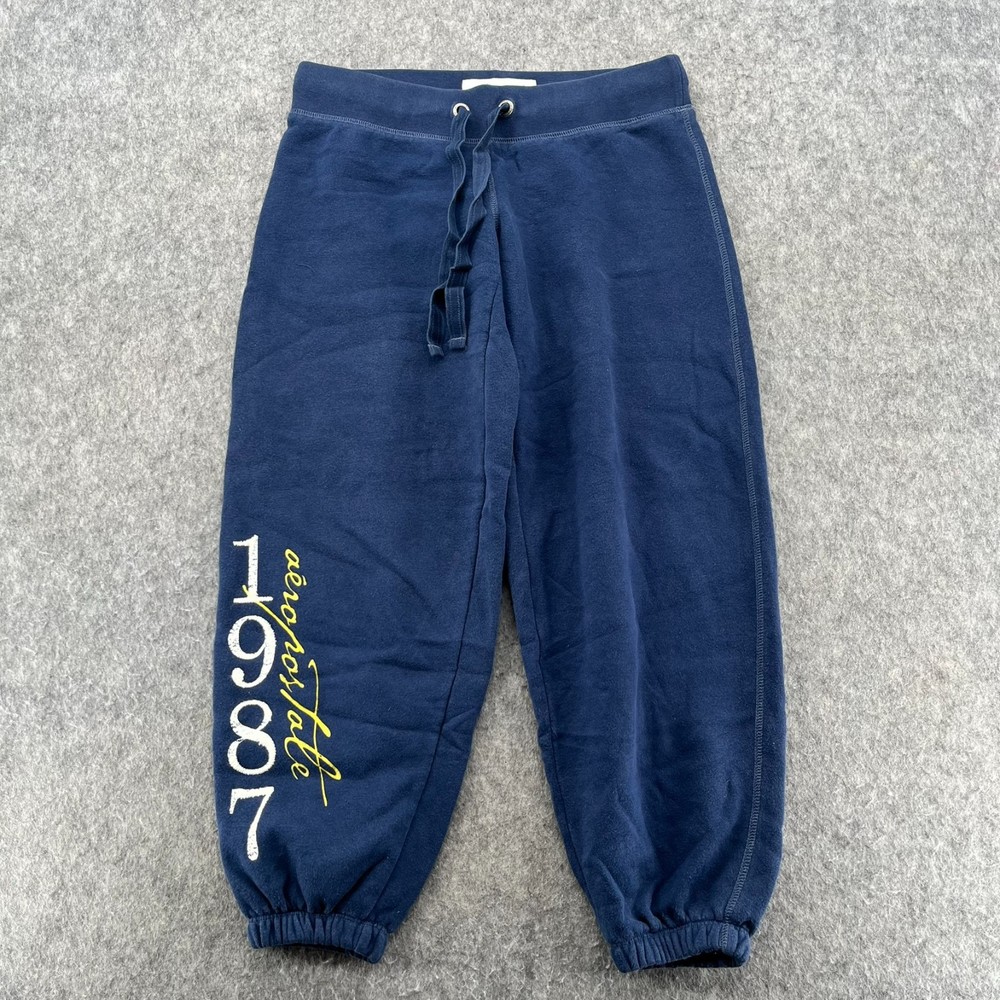 Aeropostale Sweatpants Womens XS Navy Blue Capri Joggers Drawstring Aero 87