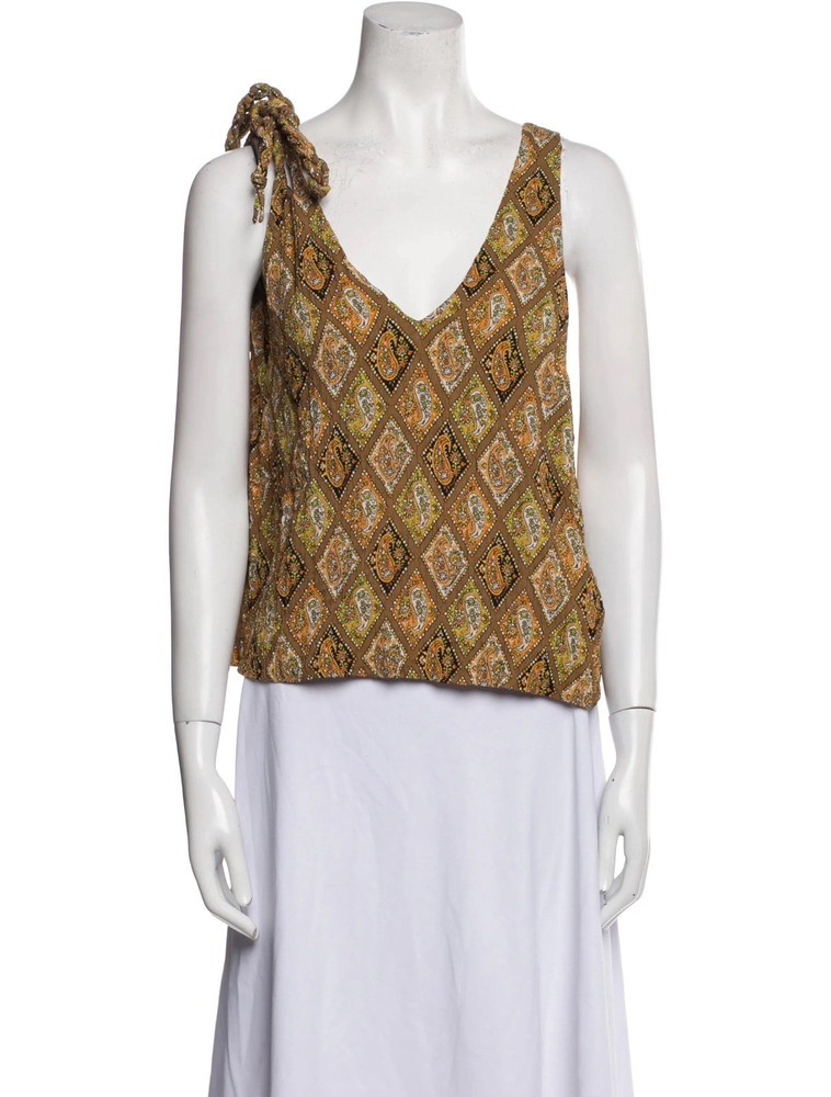 Nanushka Geometric Patterned Blouse in Brown and Tan Size M