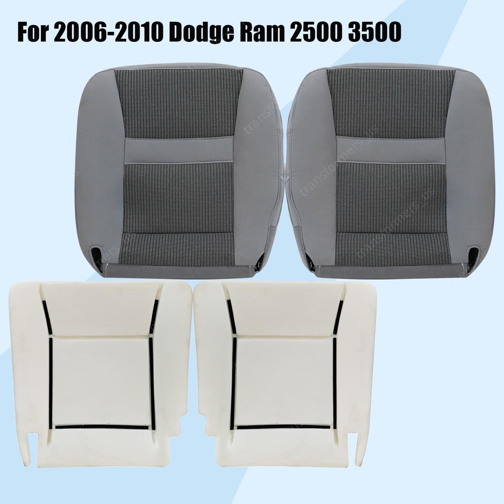 Both Side Bottom Seat Cover Gray + Foam Cushion For Dodge Ram 1500 2500 3500