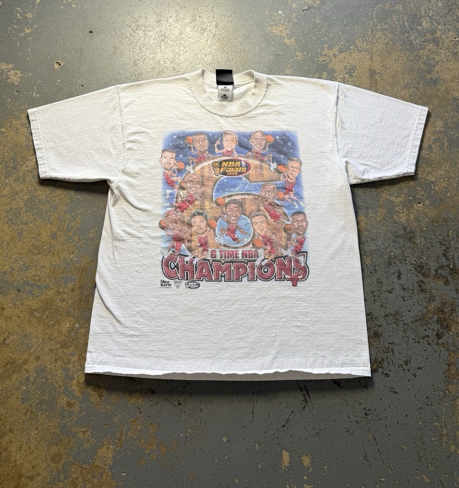 Vintage 1998 Pro Player Chicago Bulls 6 Time Champions Caricature Shirt-Size L
