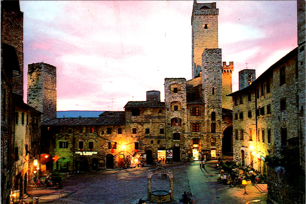 Vintage Postcard Piazza Della Cisterna San Gimignano Italy