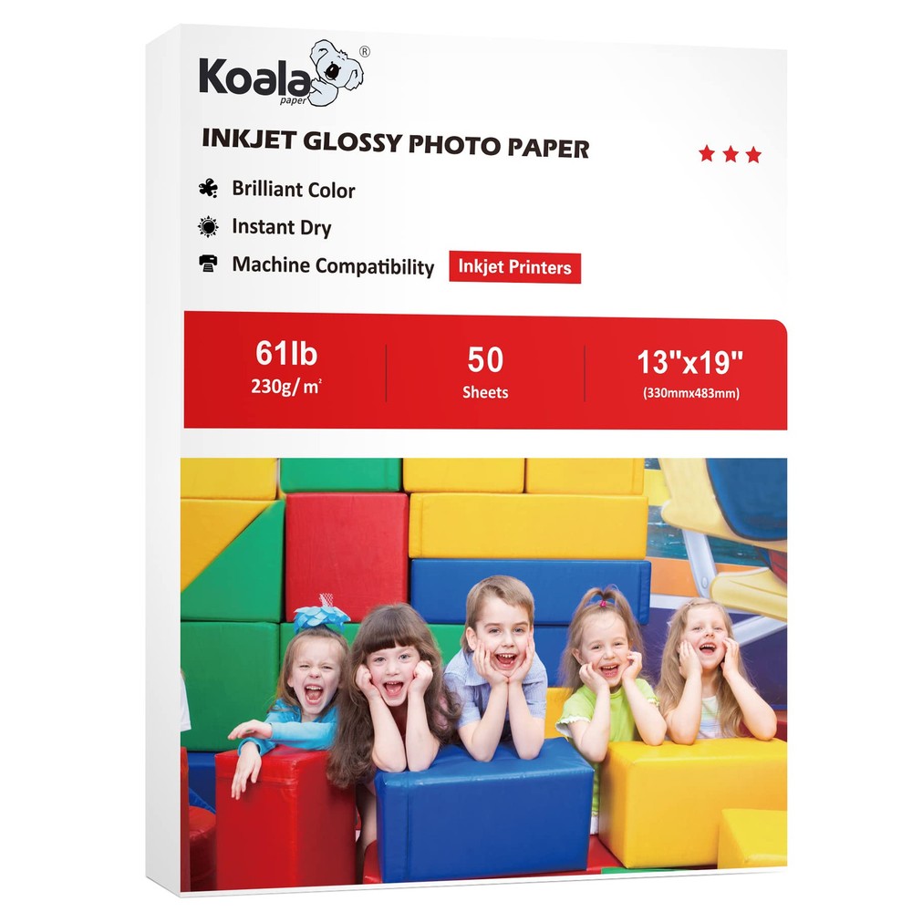 Koala 13x19 Glossy Heavyweight Photo Paper for Inkjet Printers - 50 Sheets