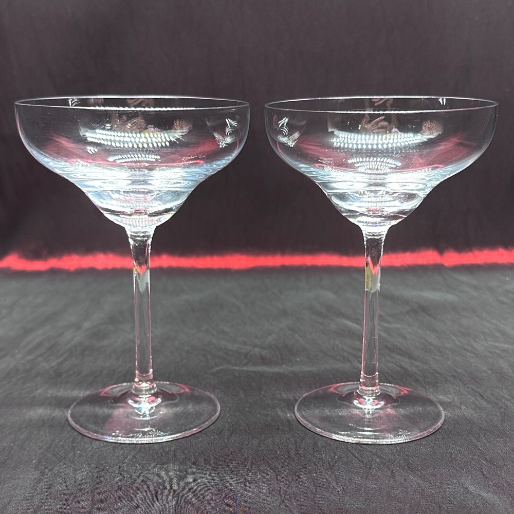 Set of 2 Mid-Century Rosenthal Austrian Crystal Champagne Coupe Glasses