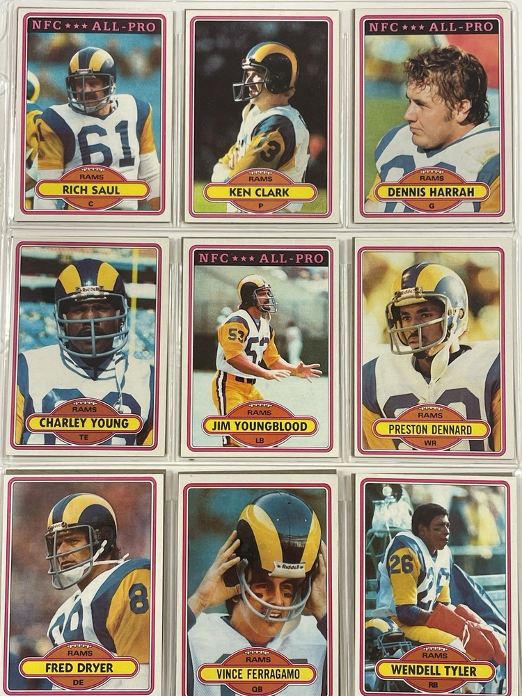 1980 Topps Football Los Angeles Rams Team Set - Lot Of 18 Cards