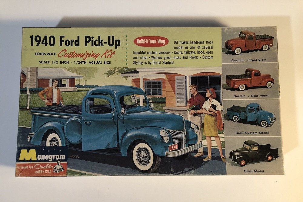 Vintage Monogram 1940 Ford Pick- Up 4 Way Customizing Kit  1/24 Unbuilt