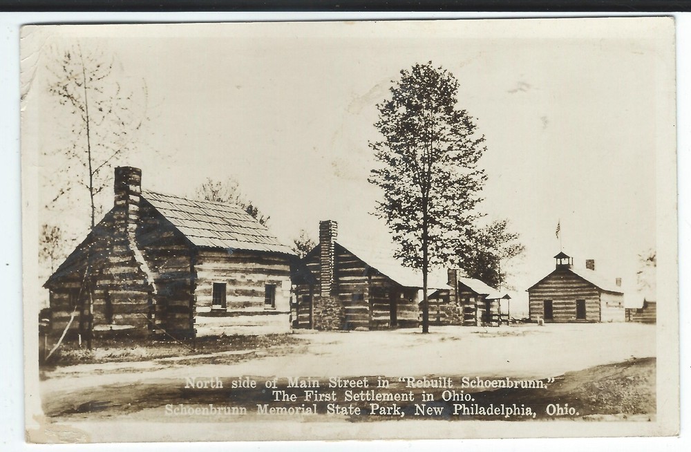 1938 Main St Schoenbrunn Memorial State Park New Philadelphia Ohio Postcard