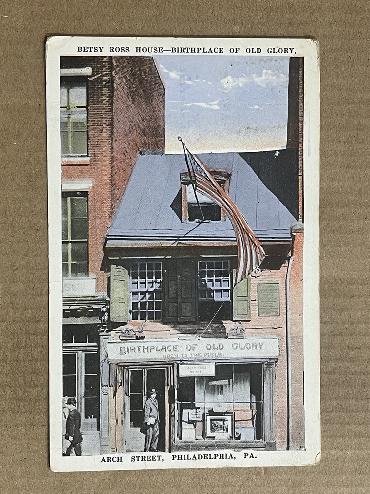 Postcard Philadelphia PA Pennsylvania Betsy Ross House Flag Old Glory Vintage PC