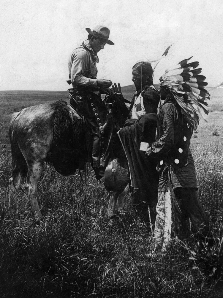 Wall Art Print Cowboy Trading with Indians Using Sign Language - Tucumcari, N...