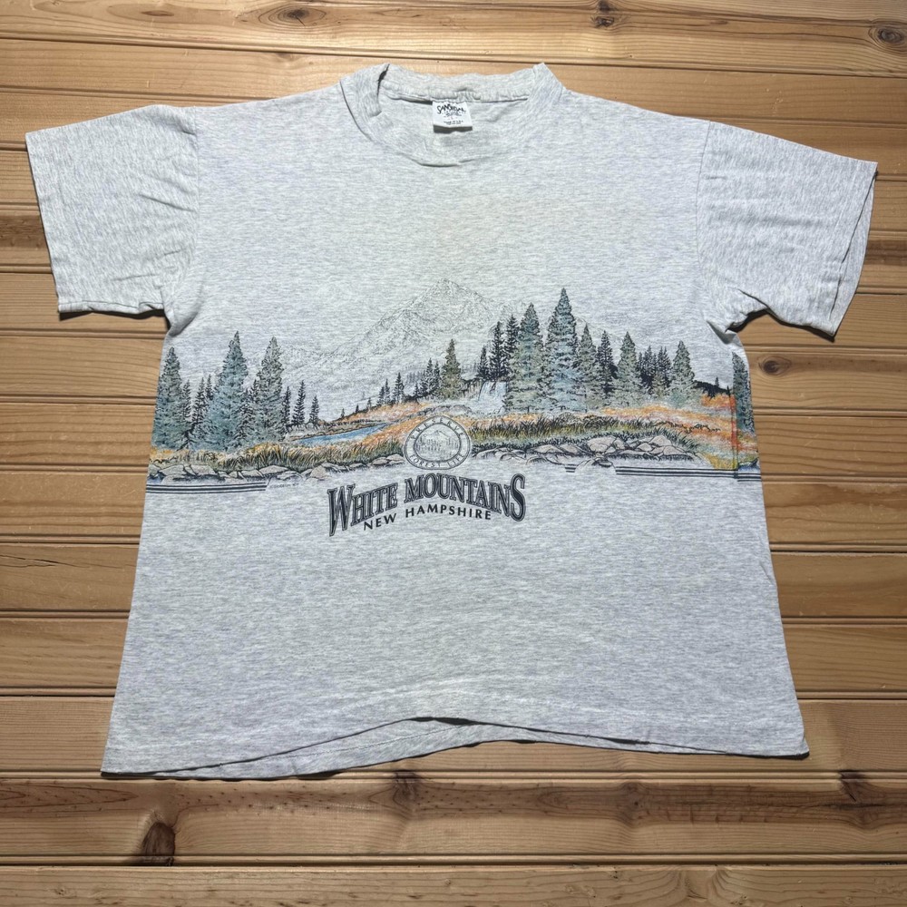 Vintage 90s White Mountains New Hampshire Double Sided Graphic T-Shirt USA Large