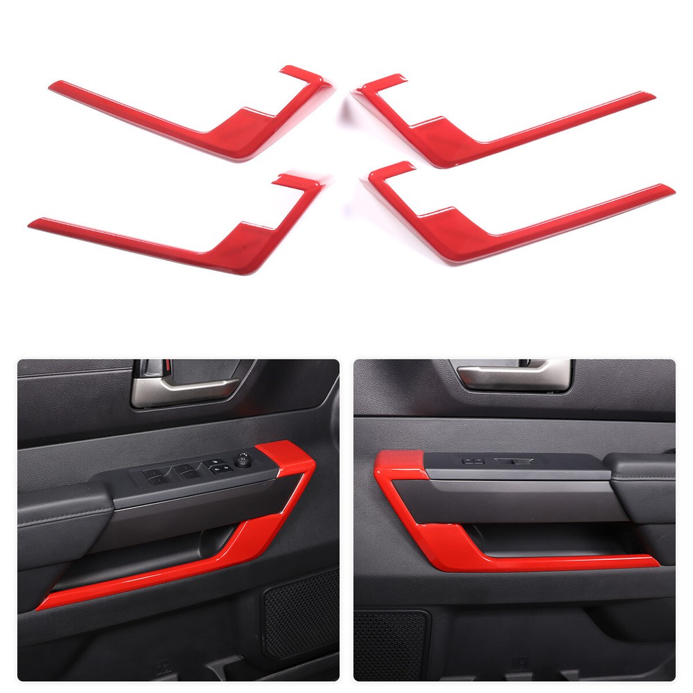 Red ABS 4-Door Glass Lift Bottom Frame Cover Trim  For Toyot Tundra 2022-2023