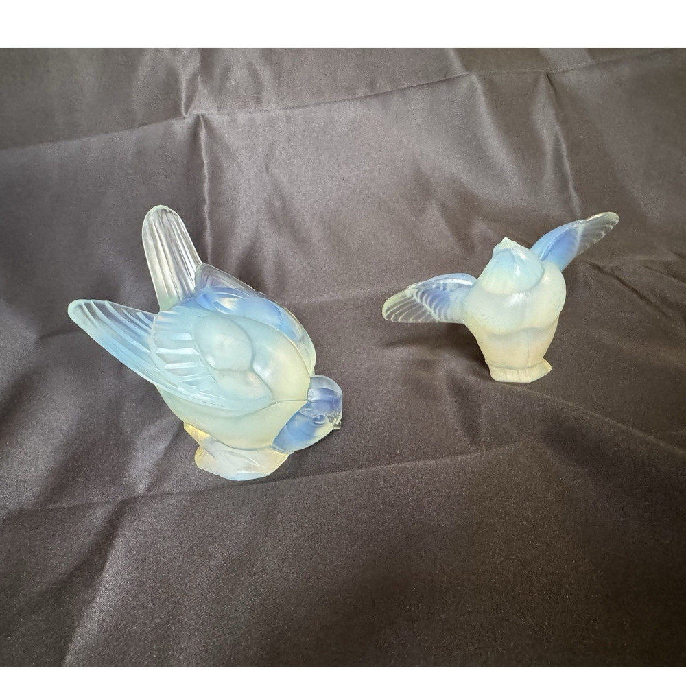 Sabino Opalescent Glass Bird Figurines Blue Decorative French Set