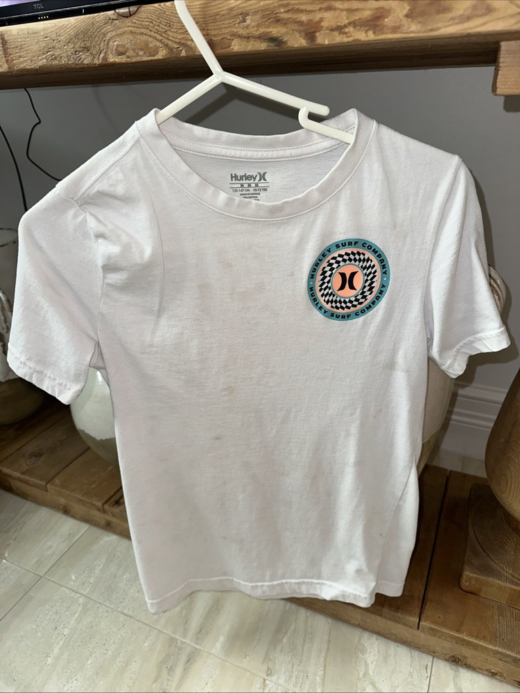 Hurley Boys White T Shirt Size Medium 10-12 Years