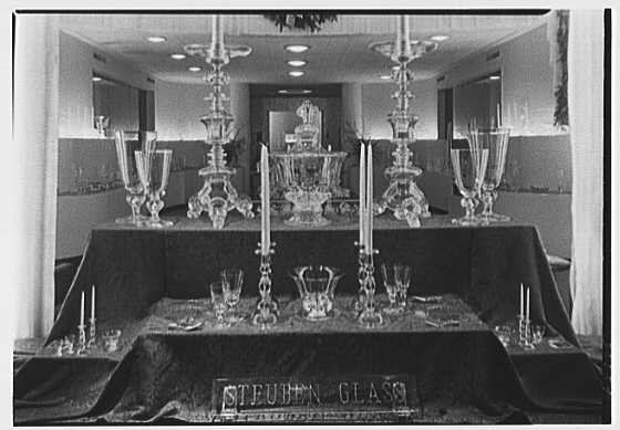 Steuben Glass, business at 718 5th Ave., New York City. Window detail,