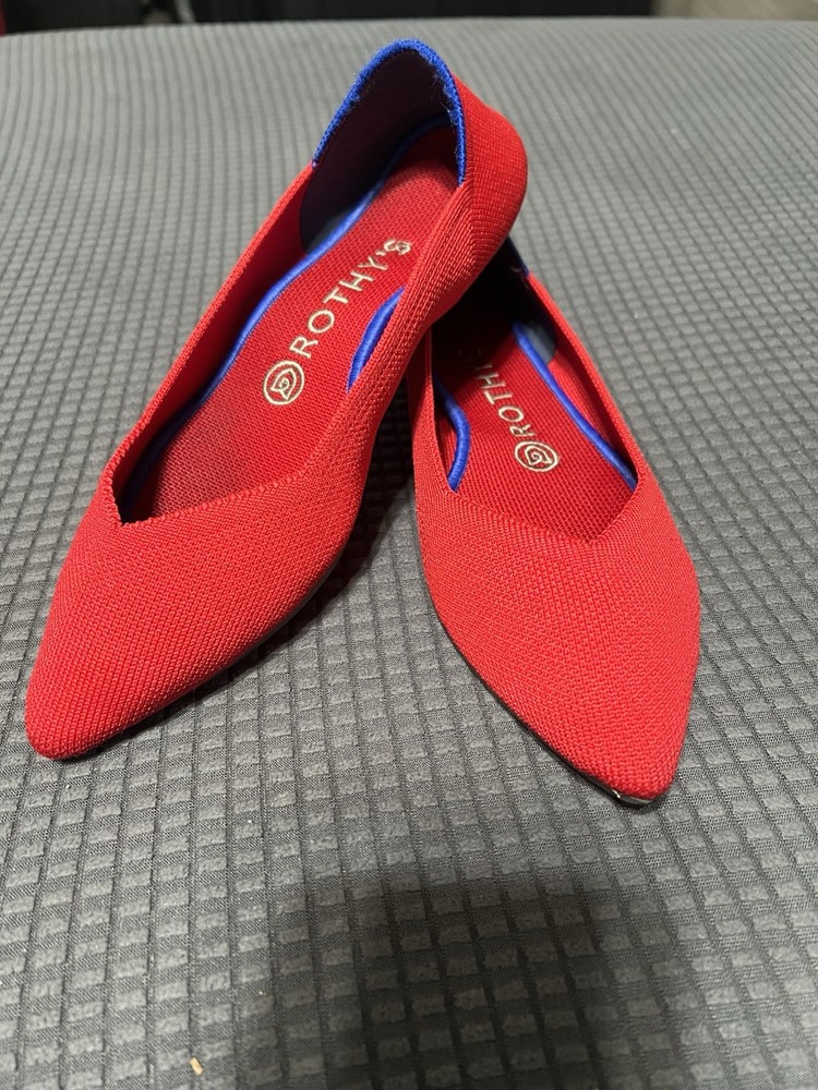 Rothy Women's Flat Bright Red Ballet Flats Shoes, Size 8 Used No Box