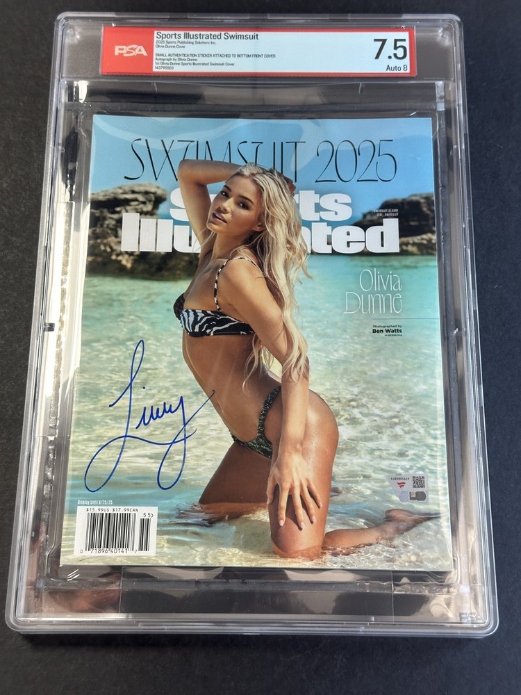 Olivia Livvy Dunne Signed Sports Illustrated Swimsuit Magazine 2025 AUTO PSA 7.5PROBSTEIN is actively accepting consignments !!