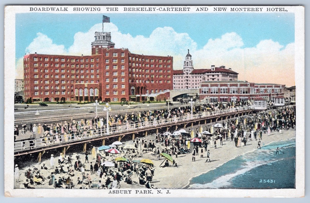NJ Asbury Park Baby Parade Berkeley-Carteret and New Monterey Hotel Postcard