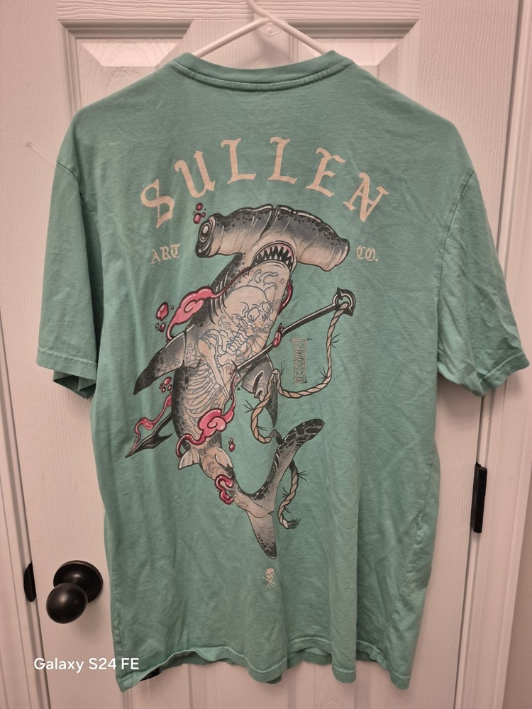 Sullen Art Collective Men's Sz LG Hammerhead Shark T Shirt Streetwear Blue 125