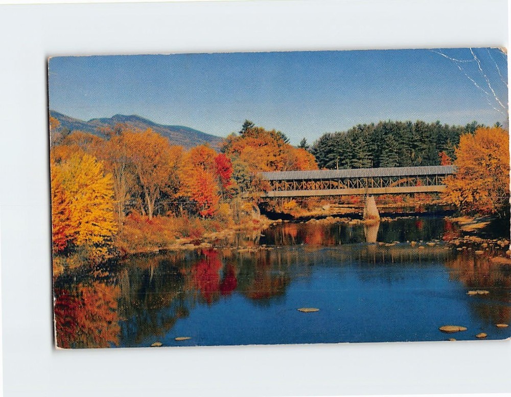 Postcard Old covered bridge over the Saco River Conway USA