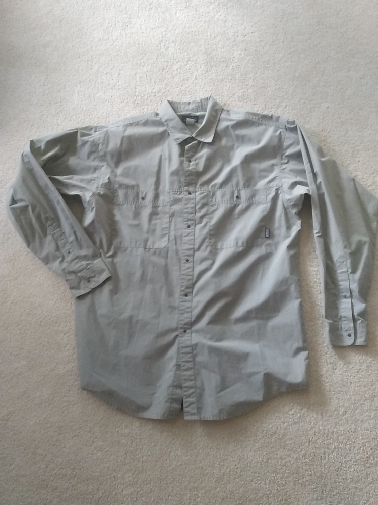 Patagonia Mens Snap Shirt Gray Khaki Fishing Hiking  Size L