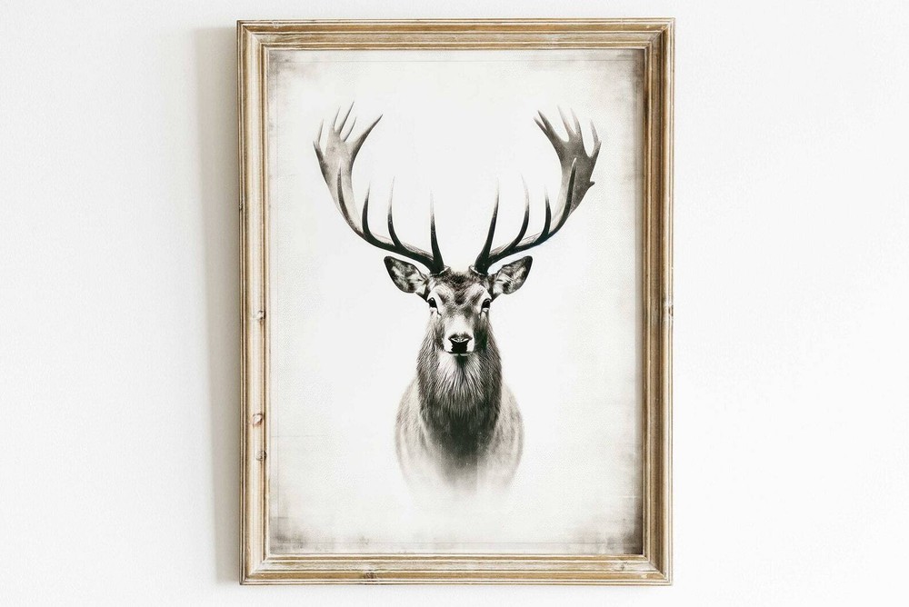 Deer Wall Art Forest Animal Wall Decor Hunting Art Stag Print Modern Farmhouse