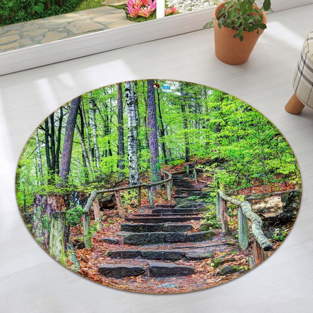 3D Forest Stair Path NAO4050 Game Rug Mat Elegant Photo Carpet Mat Fay