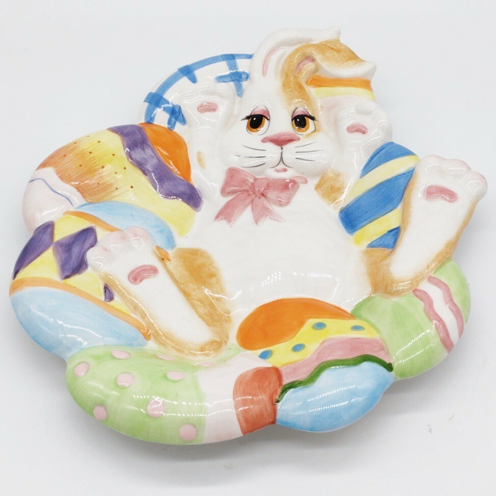 Fitz & Floyd Essentials Eggscapades Ceramic Easter Bunny Dish