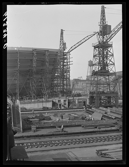 Sparrows Point Maryland Bethlehem Steel Shipyards 1940 Dry Dock Cranes