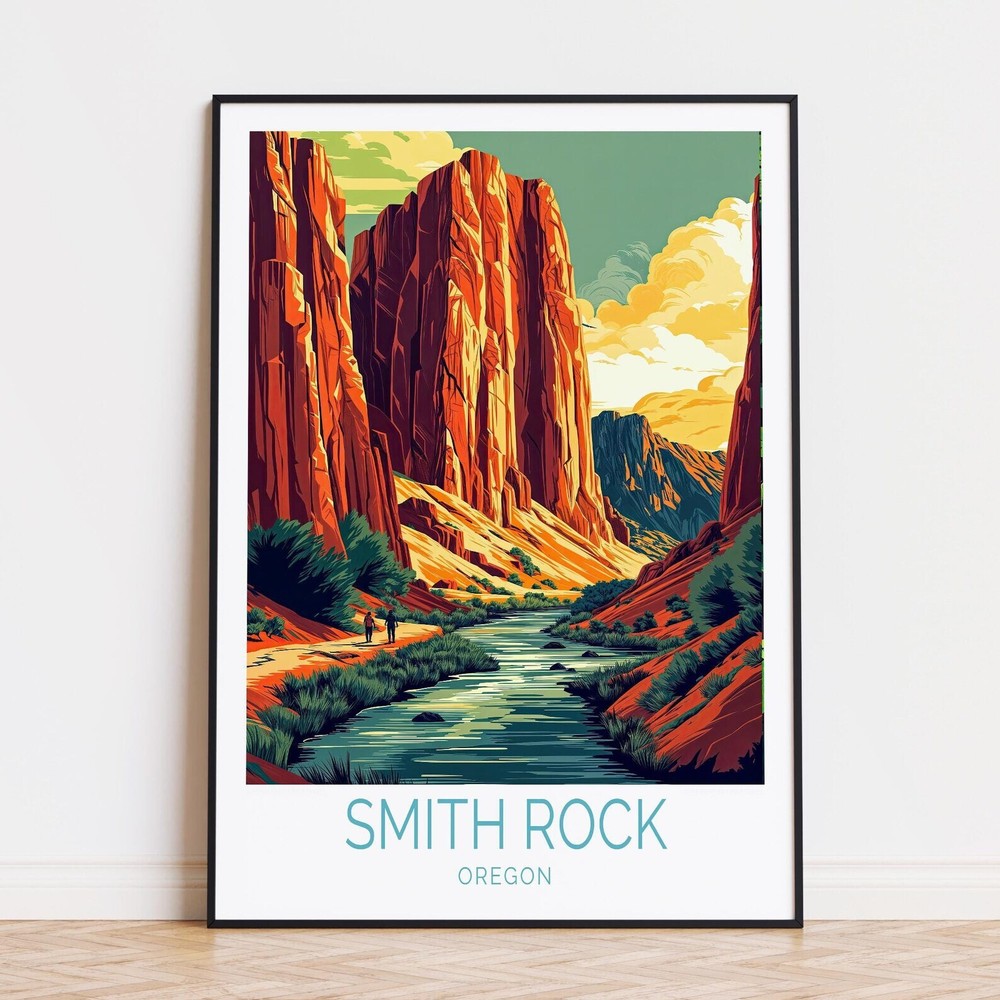 Smith Rock Oregon Travel Poster Oregon Smith Rock Print Smith Rock Wall Art