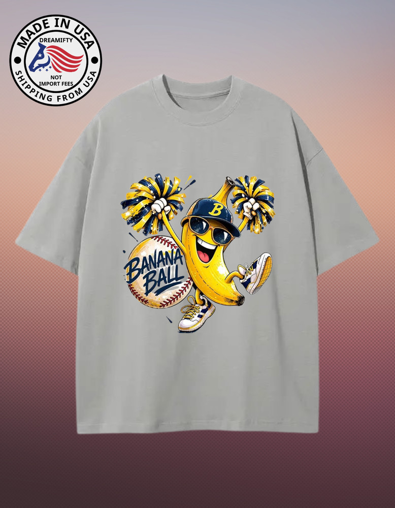 Cute Banana Lover Graphic T-Shirt Funny Baseball Fan Unisex Streetwear