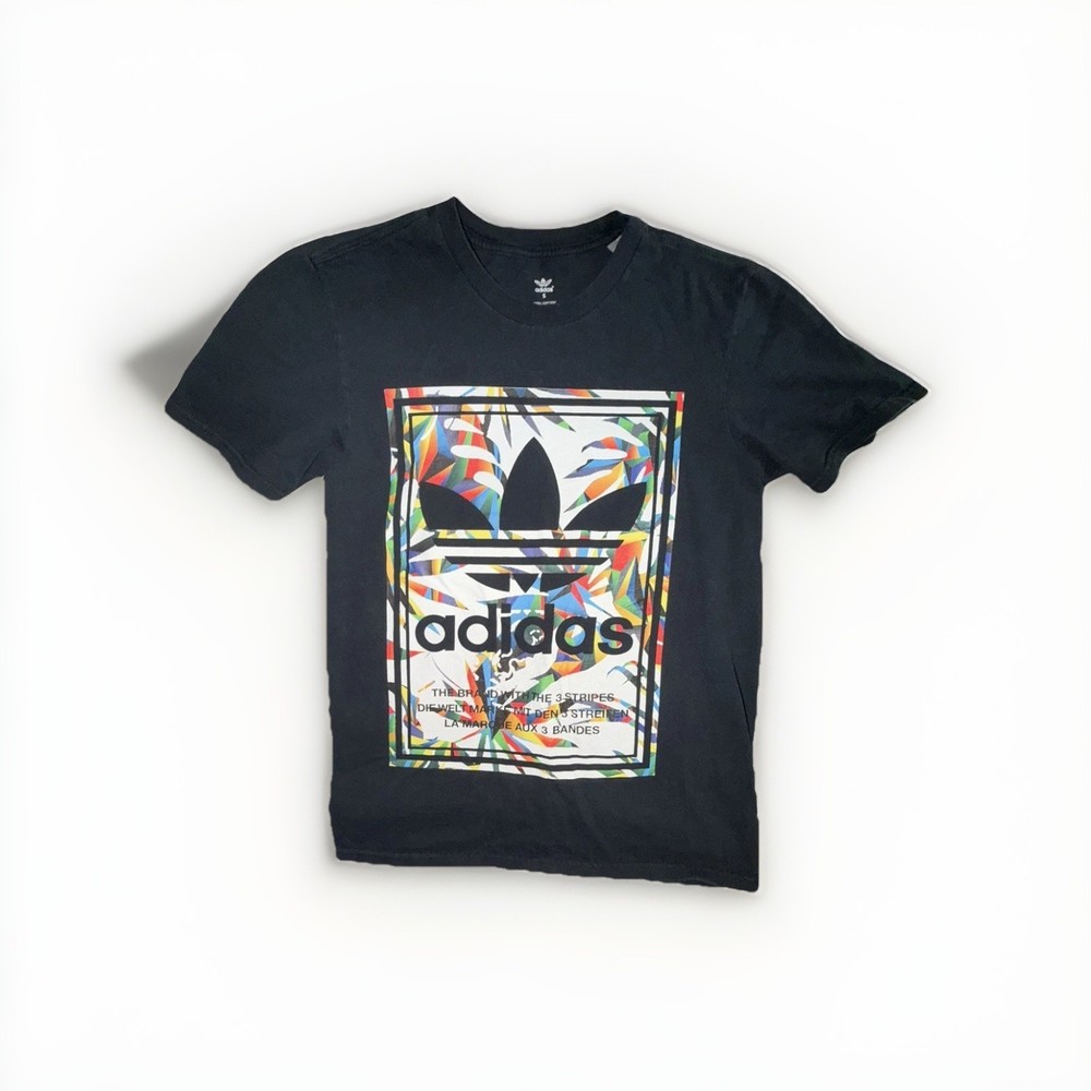 adidas Originals Black Graphic Cotton Men's Crew Neck Short Sleeve T-Shirt S