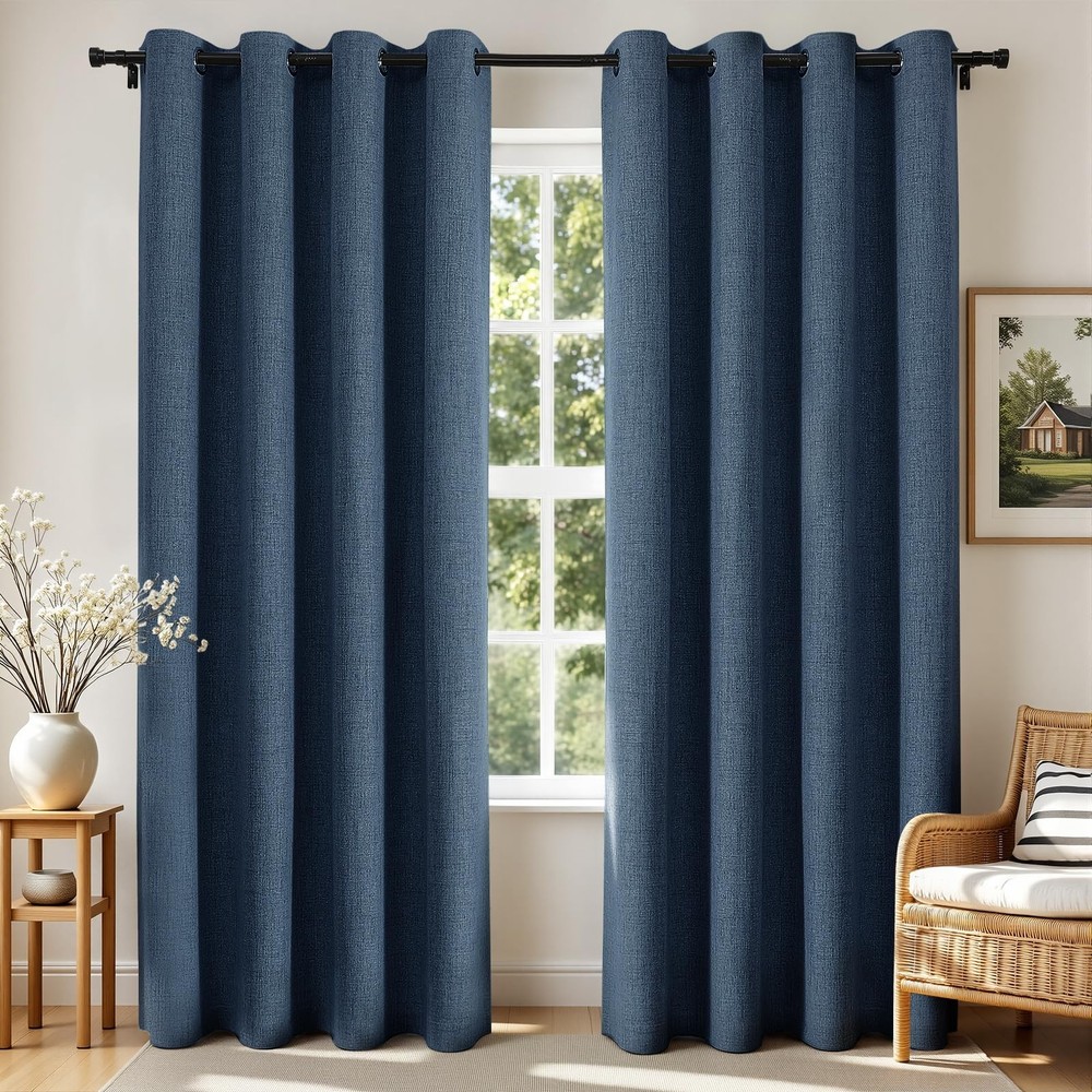 Blackout Curtains 52 W x 63 L Room Darkening Thermal 2 Panels Denim Joydeco Long