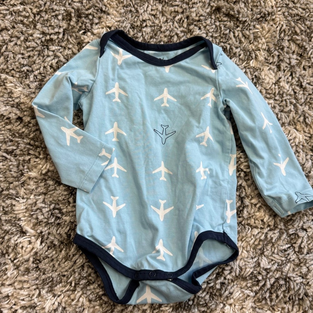 Monica & Andy Blue Airplane Bodysuit Shirt Long Sleeve Baby Boy 9-12 Months