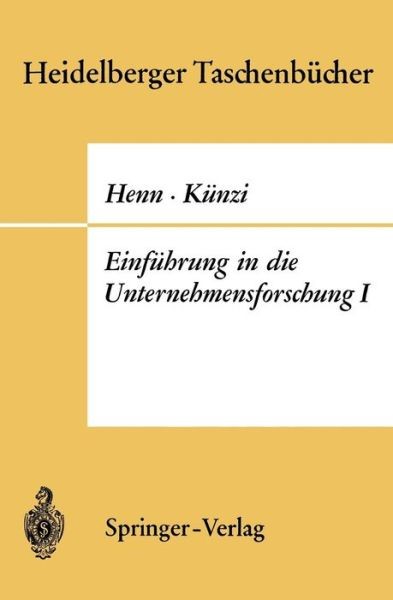Einf?Hrung In Die Unternehmensforschung I