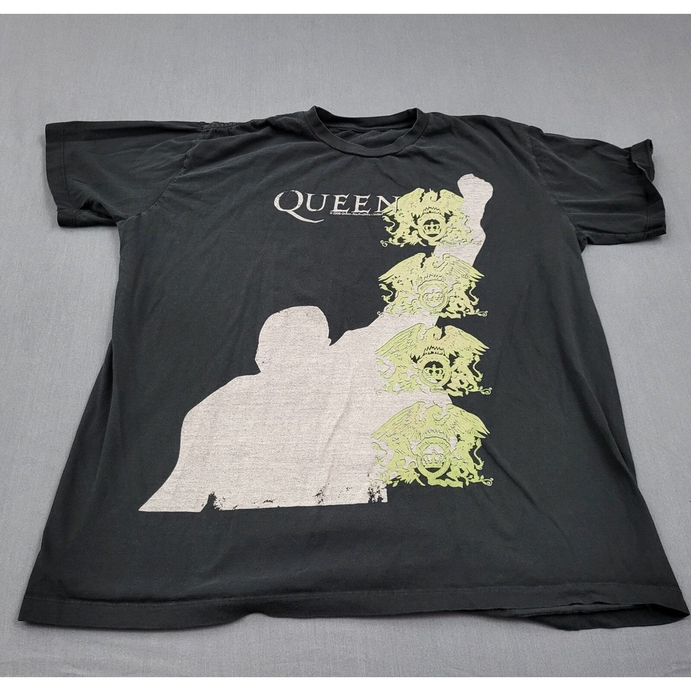 Queen Shirt Mens XL Short Sleeve Graphic Crest Crew Neck Pullover Black 2008