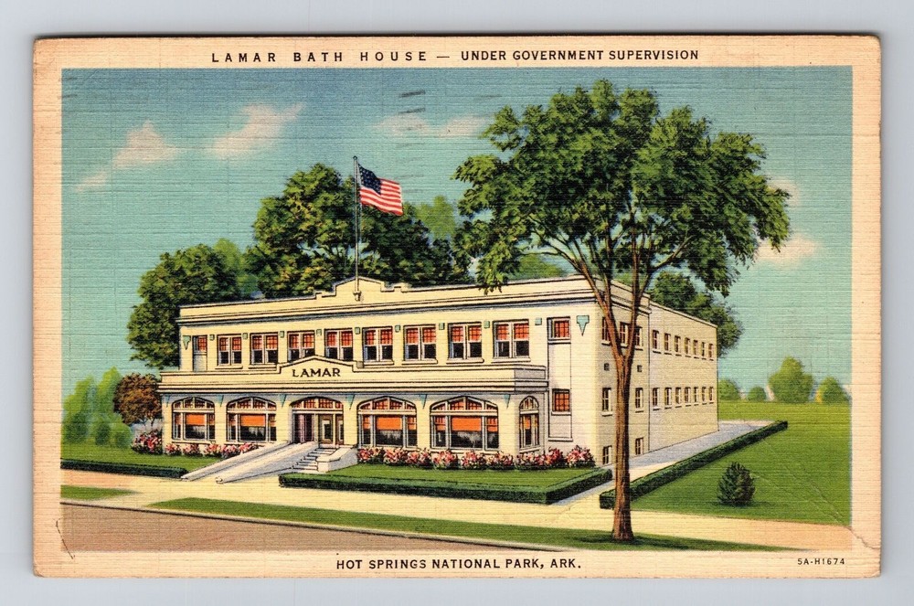Hot Springs National Park AR-Arkansas, Lamar Bath House, Vintage Postcard