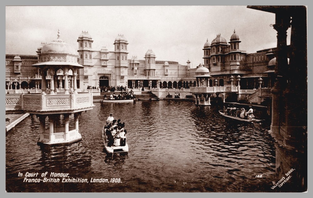 Court of Honour RPPC Franco-British Exhibition London 1908 Valentine's Postcard
