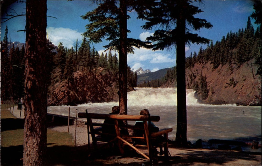 Bow Falls River Banff National Park Alberta Canada ~ 1950-60s vintage postcard