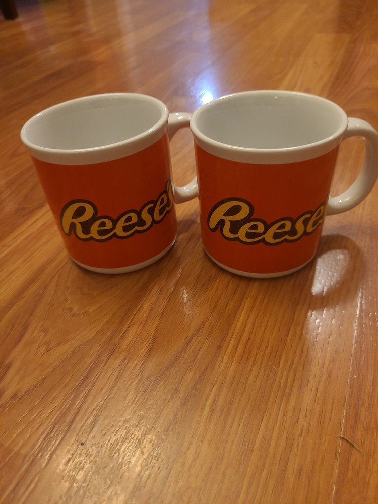 Reese's Mug Pair of Orange Ceramic Coffee Cups by Galerie Official Hershey Prod