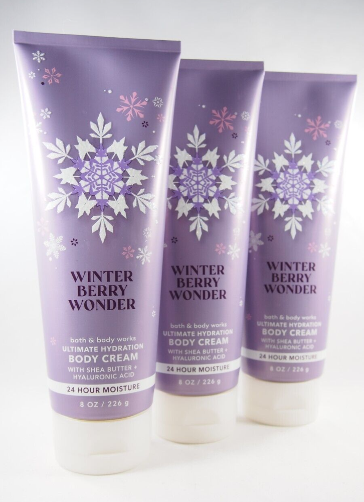 (6) Bath Body Works Winter Berry Wonder Hyaluronic Acid Hydration Body Cream 8oz-image