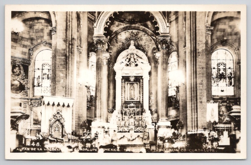 Altar of Virgin of Guadalupe Mexico City RPPC Postcard Vintage