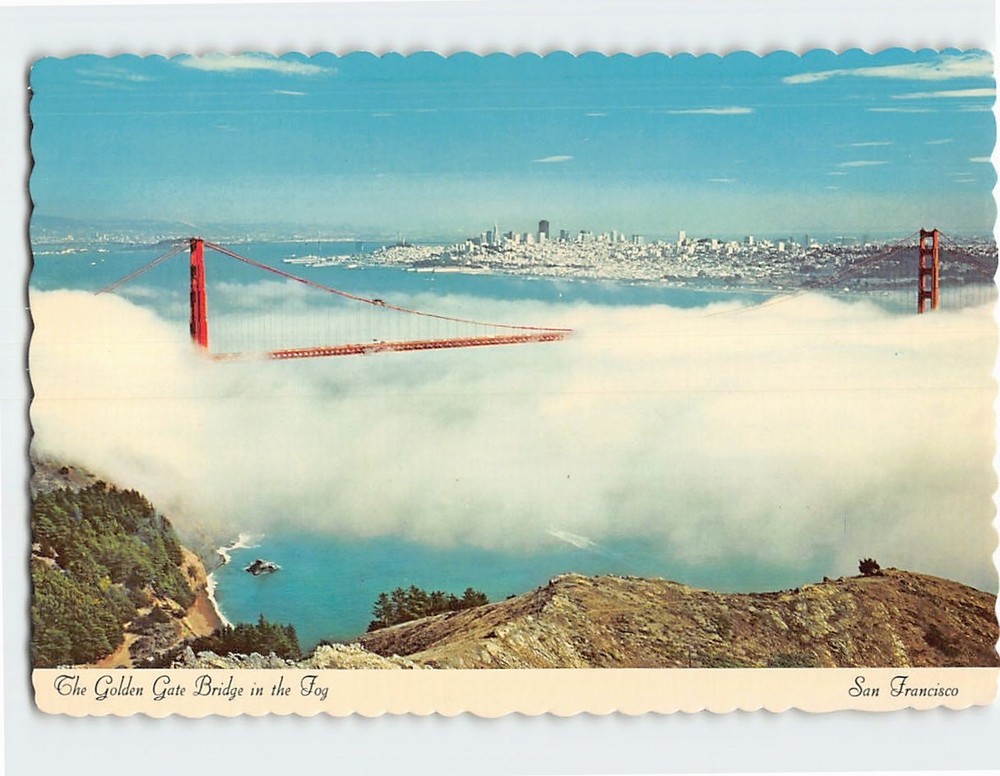 Postcard The Golden Gate Bridge in the Fog San Francisco California USA