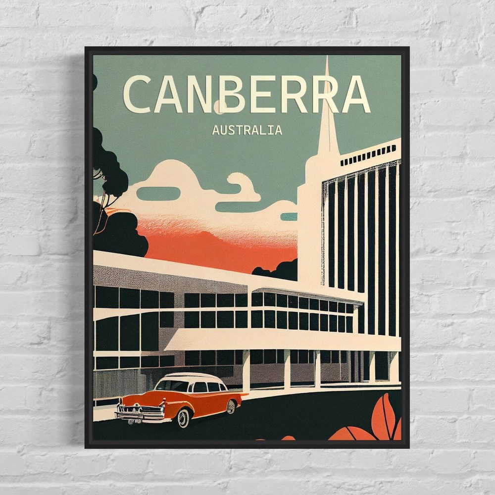 Canberra Retro Art Print Canberra Wall Art Illustration Canberra Vintage