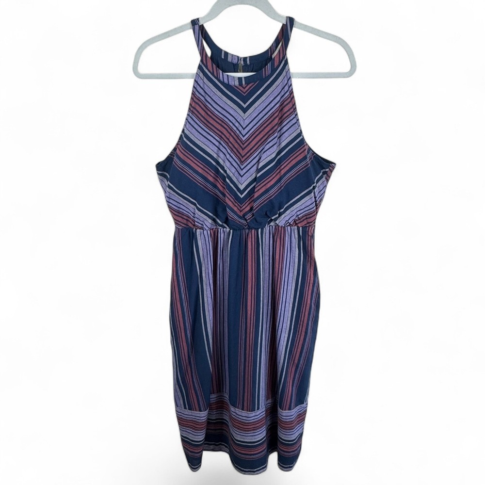 Carve Designs Womens Mabel Navy Deckside Small Organic Cotton Striped Midi Dress