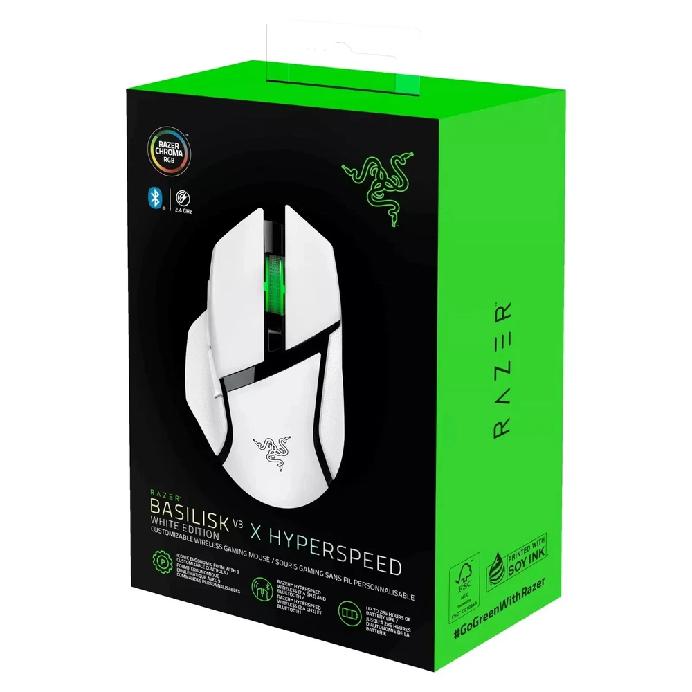 RAZER Basilisk V3 X Hyperspeed White Edition Wireless Gaming Mouse RZ01 Open Box in Excellent Condition