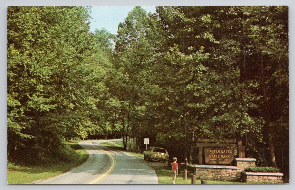 Carter Caves State Park Entrance Olive Hill Kentucky Vintage Postcard c1982