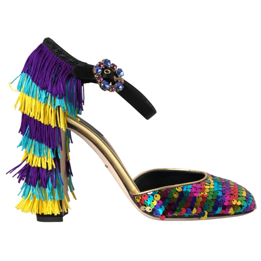 DOLCE & GABBANA Multicolor Sequin Crystal Mary Jane Shoes EU40 US9.5 Luxury 1300usd