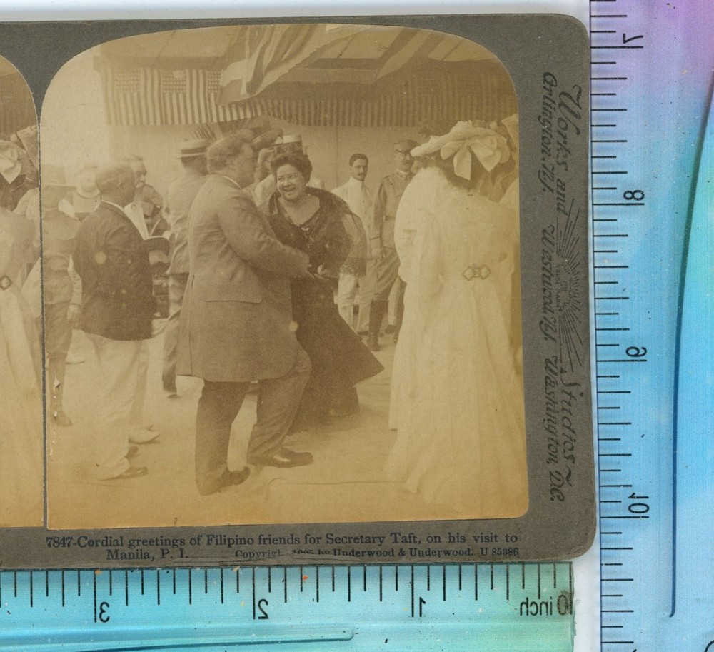 Secretary Taft Visit to Manila Philippines Underwood Stereoview